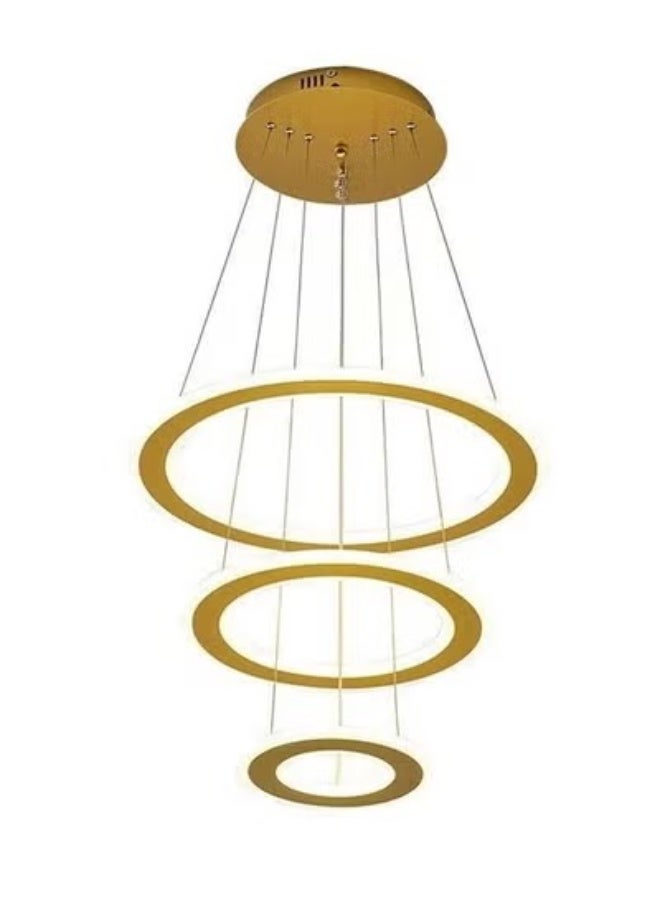 fashionhome Modern Three-Ring LED Chandelier with 3 Light Color Modes Dimmable Adjustable Circular Pendant Ceiling Light Fixture with Remote Control, Energy-Efficient Contemporary Hanging Lamp for Living Room, Dining Room, Foyer, or Staircas - Image 4