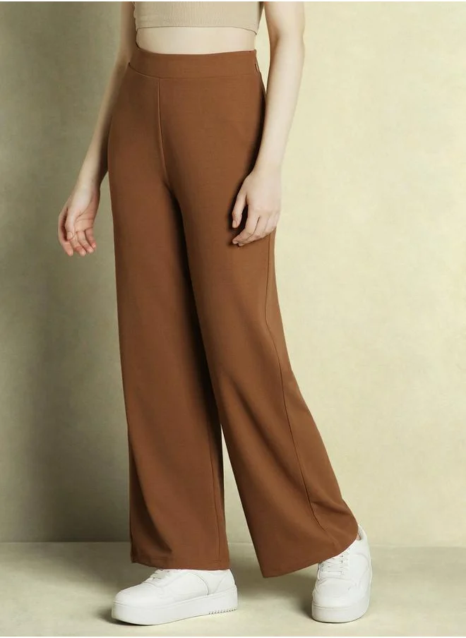 Dennis Lingo Mid Rise Wide Leg Relaxed Fit Trousers