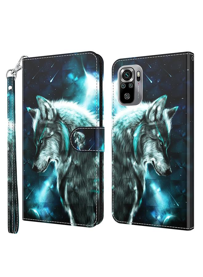 The Bros Case For Xiaomi Redmi Note 10 / 10S 3D Painting Pattern TPU + PU Leather Phone Case