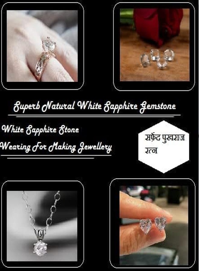 GEMS RIVER 9.25 Ratti 8.85 Carat Natural White Sapphire Stone I Certified Safed Pukhraj Birthstone I Precious Loose Gemstone by Lab Certified (C386) - Image 5