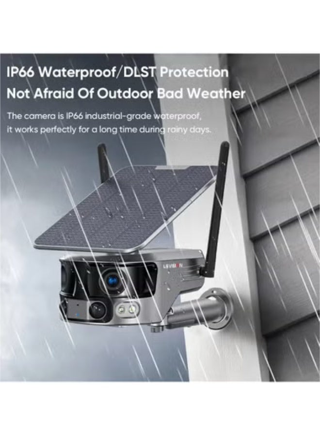 LS VISION 4K Solar Security Camera Outdoor, 180° Ultra Wide Angle 4G/WiFi CCTV Camera with Dual Lens, 4X Zoom, PIR Human Detection & Night Vision - Image 2