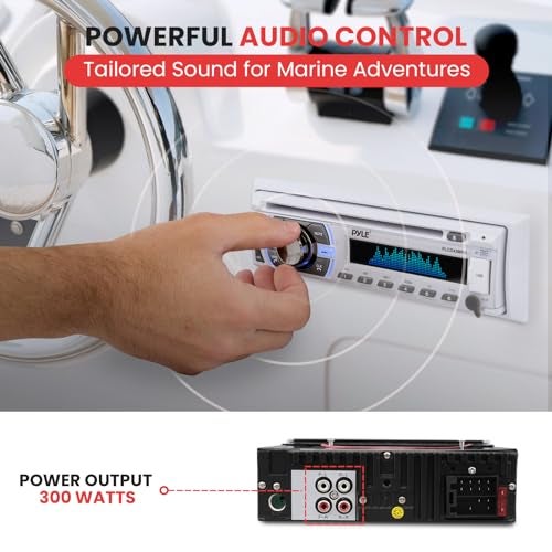 Pyle Boat Bluetooth Marine Stereo Receiver Marine Head Unit Din Single Stereo Speaker Receiver Wireless Music StreamingHandsFree CallingCD PlayerMP3USBAux Marine AM FM Radio Pyle PLCD43MRB - Image 3