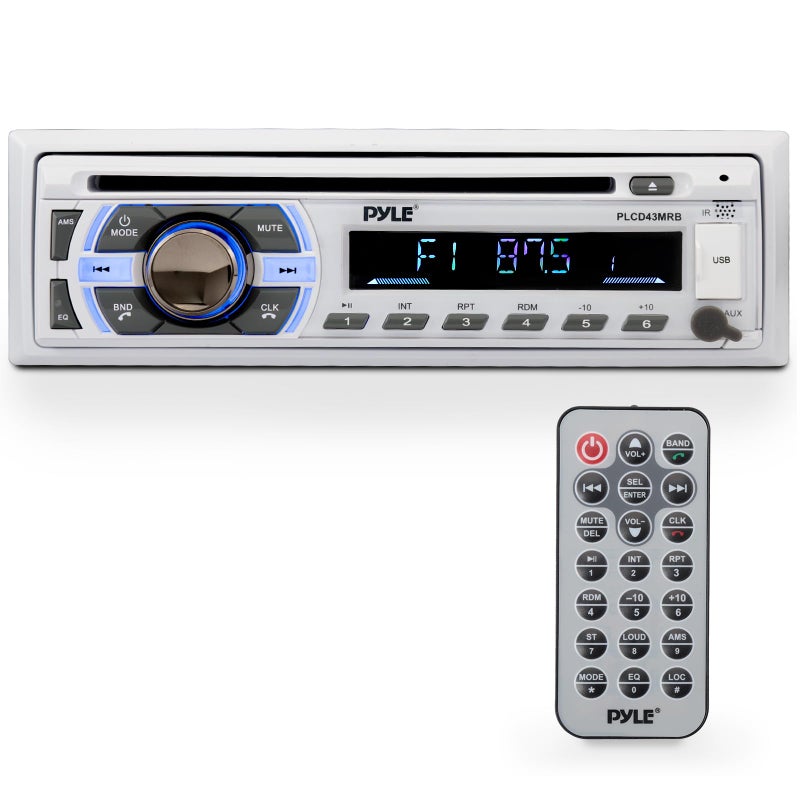 Pyle Boat Bluetooth Marine Stereo Receiver Marine Head Unit Din Single Stereo Speaker Receiver Wireless Music StreamingHandsFree CallingCD PlayerMP3USBAux Marine AM FM Radio Pyle PLCD43MRB - Image 2