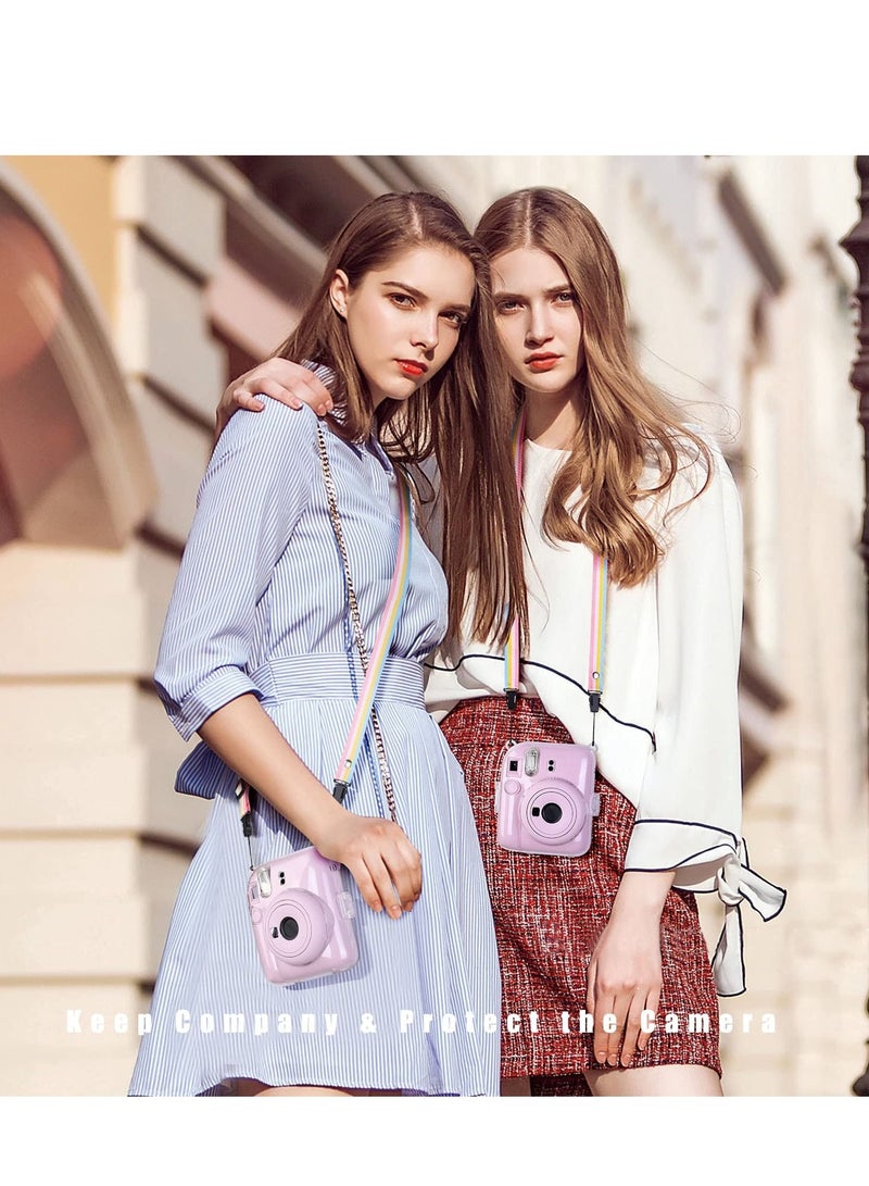 PU Leather Camera Case Compatible with Instax Mini 12 Instant Camera with Adjustable Strap and Pocket Transparent Storage Bag  - Image 1