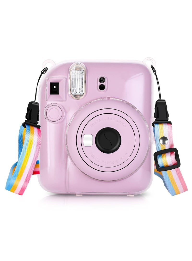 PU Leather Camera Case Compatible with Instax Mini 12 Instant Camera with Adjustable Strap and Pocket Transparent Storage Bag  - Image 3