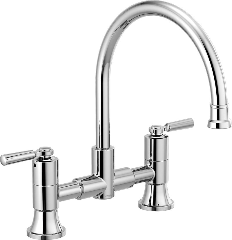 Peerless Delta Faucet P2923LF Westchester Bridge Kitchen Faucet Two Handle Chrome