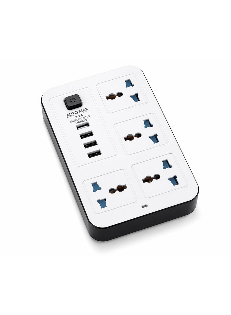 Universal Power Strip Extension Socket with 6 Universal AC Outlets, 4 USB Charging Ports, 10A Smart Power Extension Board with Master Switch, White - Image 2