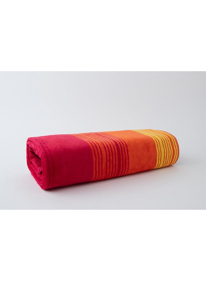 White Rose Zooni 500 Gsm 100% Cotton-Pile To Pile Velor Stripe1 Bath Sheet 80X160 CmSoft Touch Extra Absorbent-Red - Image 3