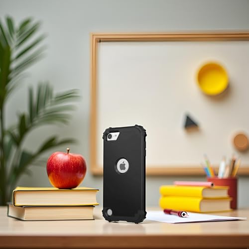 IDweel for iPod Touch 7th Generation Case with 2 Screen Protectors, Hybrid 3 in 1 Shockproof Slim Heavy Duty Hard PC Cover Soft Silicone Bumper Full Body Case for iPod Touch 5/6/7th Gen, Black - Image 4