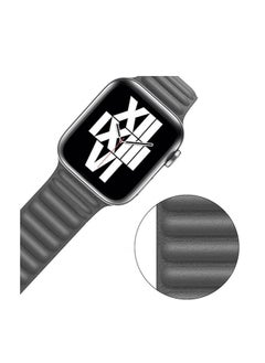 ten.tech TenTech Magnetic Genuine Leather Watch Band for Apple Watch Ultra/Ultra 2, Size 49mm 45mm 44mm 42, Adjustable Sport Band with Magnetic Closure for iWatch Series 9/8/7/6/5/4/3/2 /1/SE – grey  - Image 4