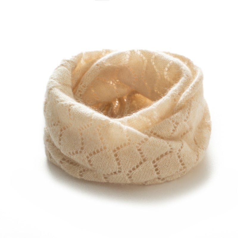 Knitted Cashmere Neck Gaiter Scarf Thin Hollow Out Design, Neck Protection, Warm Winter Accessory Unisex, 38x23cm - Image 4