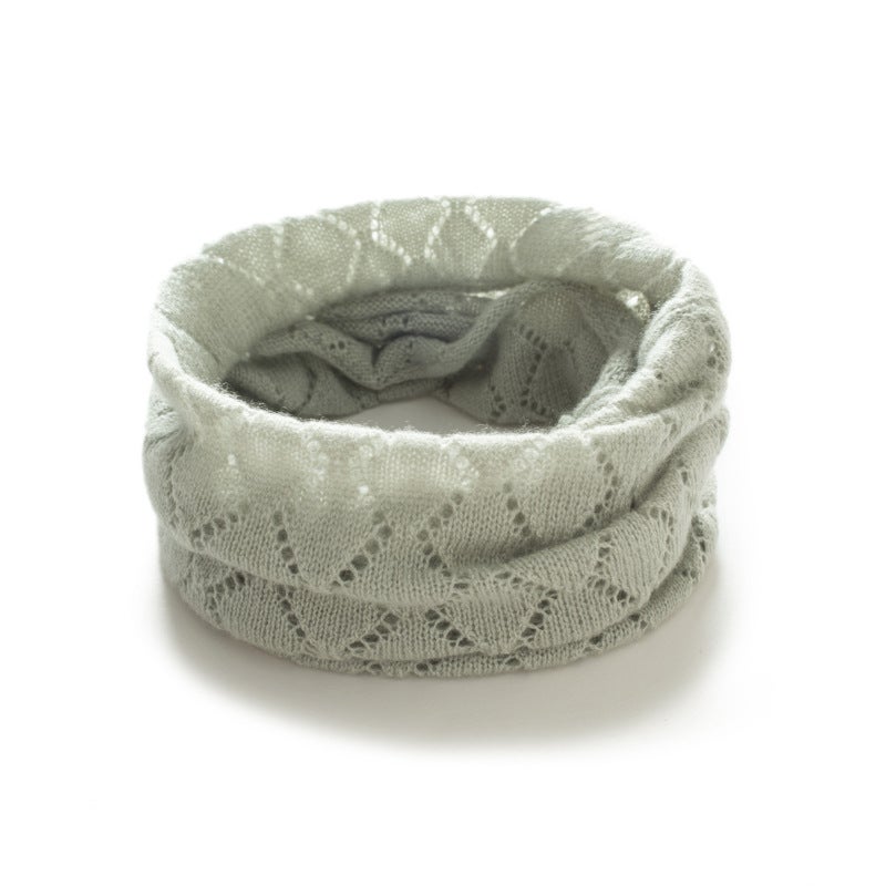 Knitted Cashmere Neck Gaiter Scarf Thin Hollow Out Design, Neck Protection, Warm Winter Accessory Unisex, 38x23cm - Image 1