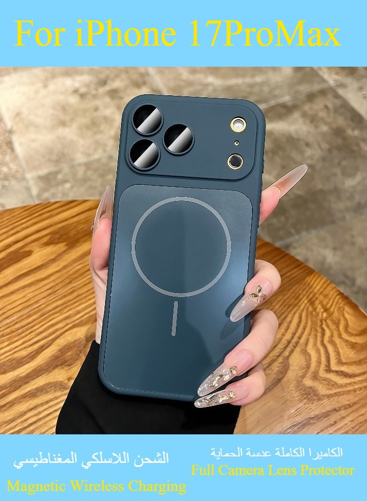 Dili Apple Blue iPhone Case iPhone 17 Pro Max Luxury Upgrade  Magnetic Wireless Charging Phone Case Compatible iPhone Case Large Window Full Camera Lens Protection Shockproof Border Cover Gift for Woman and Man - Image 5