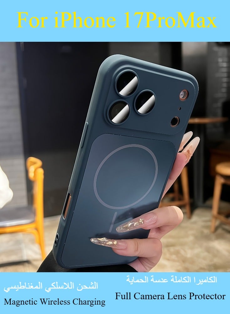 Dili Apple Blue iPhone Case iPhone 17 Pro Max Luxury Upgrade  Magnetic Wireless Charging Phone Case Compatible iPhone Case Large Window Full Camera Lens Protection Shockproof Border Cover Gift for Woman and Man - Image 1