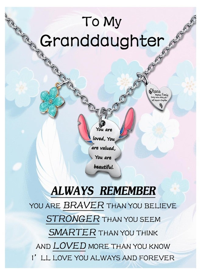 SHBOAZED Ohana Means Family Necklace for Girls Necklace Stuff Gifts for Granddaughter Loved Greeting Card for Birthday - Image 1