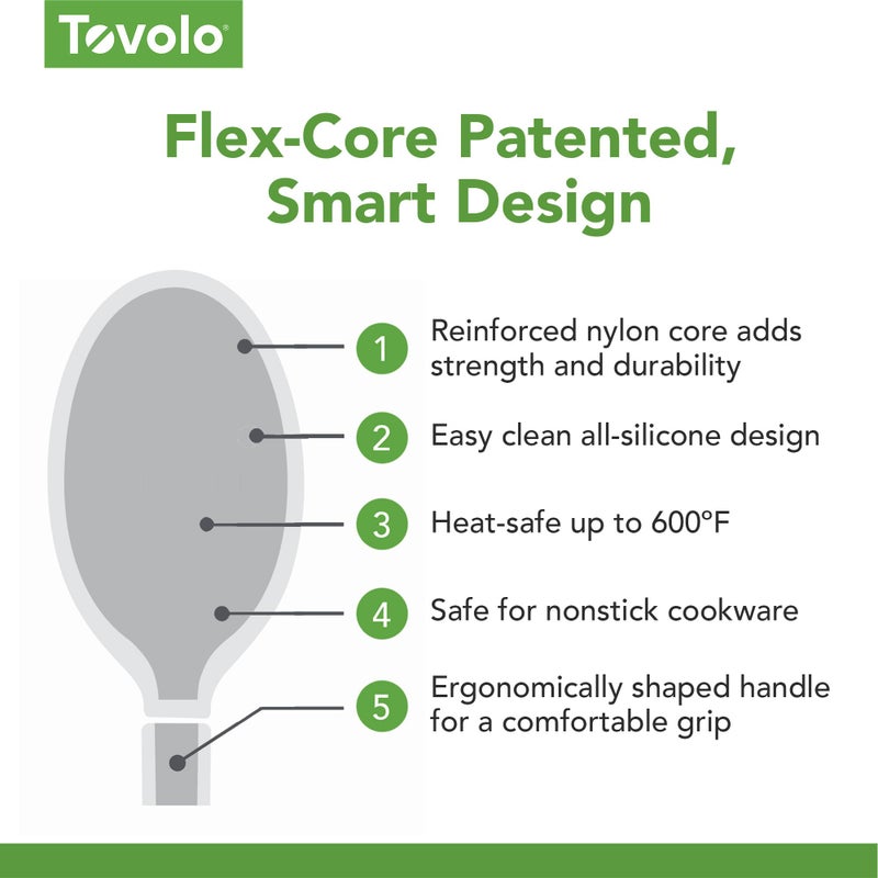 Tovolo Flex-Core Non-Stick All Silicone Deep Spoon Kitchen Utensil for Mixing and Serving â€“ Heat-Resistant, Dishwasher Safe & BPA Free - Charcoal - Image 5
