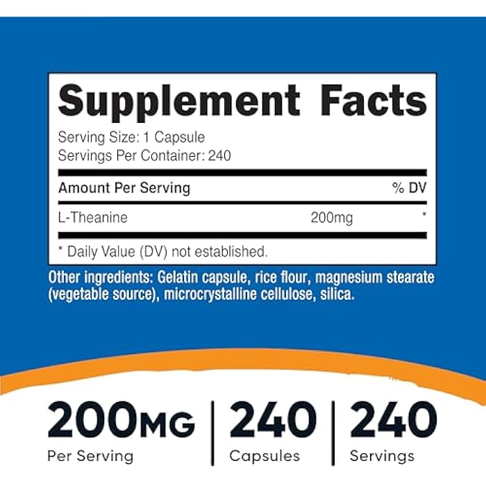 Nutricost L-Theanine 200mg, 240 Capsules - Double Strength - Image 2