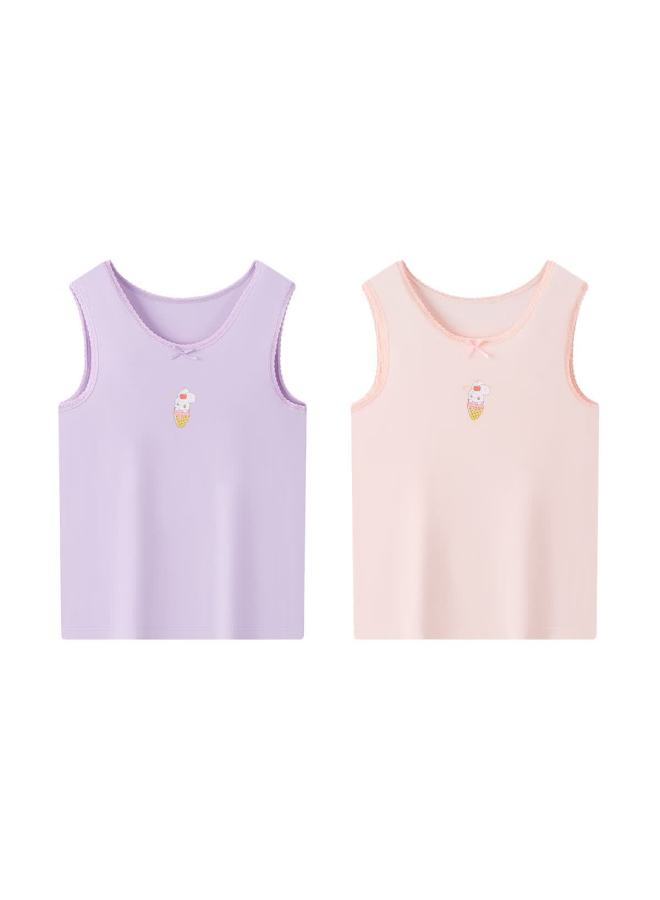 Deesha 7a Antibacterial Two-piece Set Spring Summer Girls Cotton Spandex Sweet Camisole Pajamas - Image 2