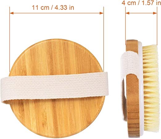 KWEL Wooden Bath Brush for Dry brushing  Wet and Dry Bath Brush for Cellulite and Lymphatic Suitable for all Skin Types Round Pack of 1 - Image 4