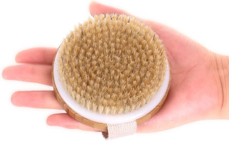 KWEL Wooden Bath Brush for Dry brushing  Wet and Dry Bath Brush for Cellulite and Lymphatic Suitable for all Skin Types Round Pack of 1 - Image 5