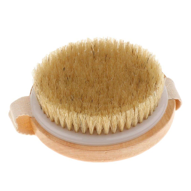 KWEL Wooden Bath Brush for Dry brushing  Wet and Dry Bath Brush for Cellulite and Lymphatic Suitable for all Skin Types Round Pack of 1 - Image 2
