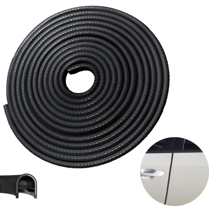 ecocstm Car Door Edge Guards, 16.4Ft(5m) Car Accessories Door Protector Edge Guards Rubber Seal, Doors Edge Trim U Shape Edge Guards for Cars Trucks Suvs (Black) - Image 1