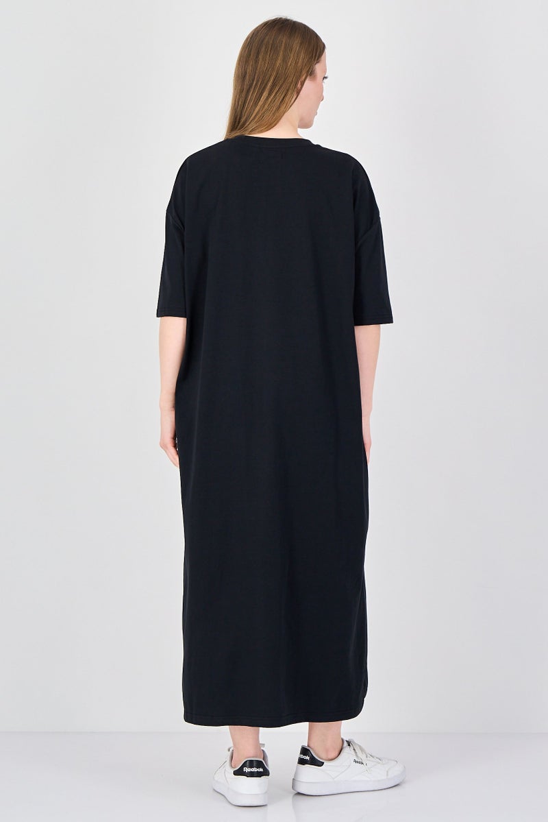 Fudo Comforts By Fudo Women Solid Midi Dress, Black - Image 4