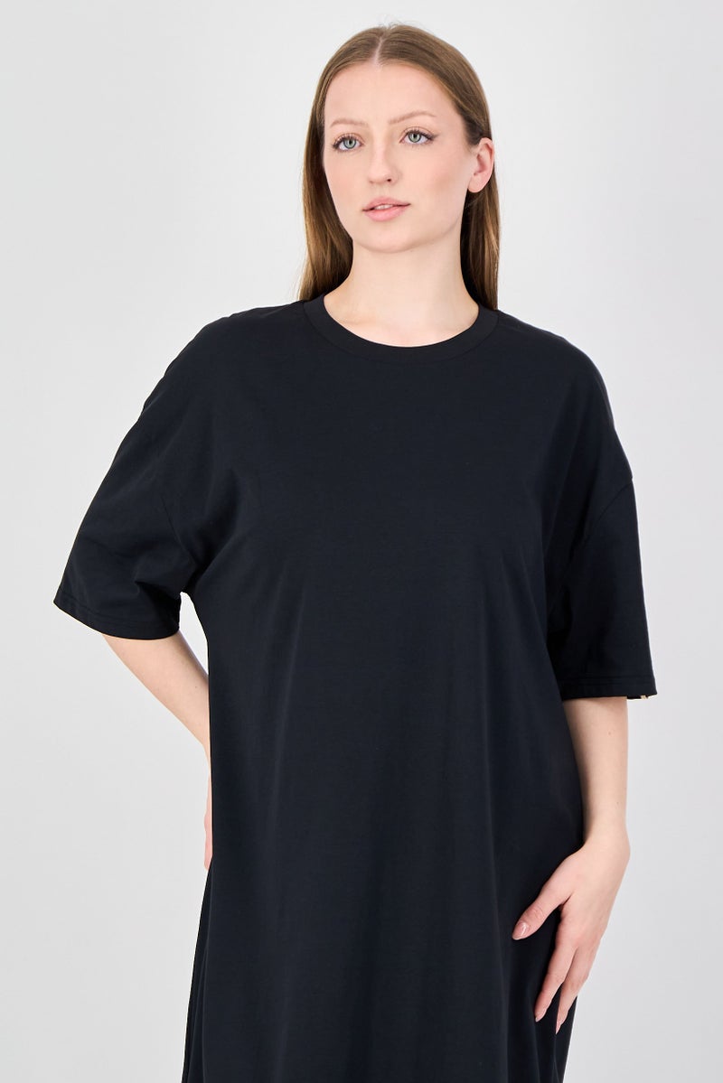 Fudo Comforts By Fudo Women Solid Midi Dress, Black - Image 3