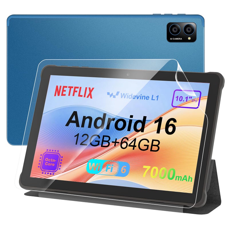 TabneraX 10 inch Android 16 Tablet: 12GB RAM 64GB, Octa-Core T606, 7000mAh with Stand Case, IPS HD Display, Wi-Fi 6, OTG, Metal Body â€“ Fast & Portable Tablet for Work & Entertainment, 2-Year Protection - Image 1