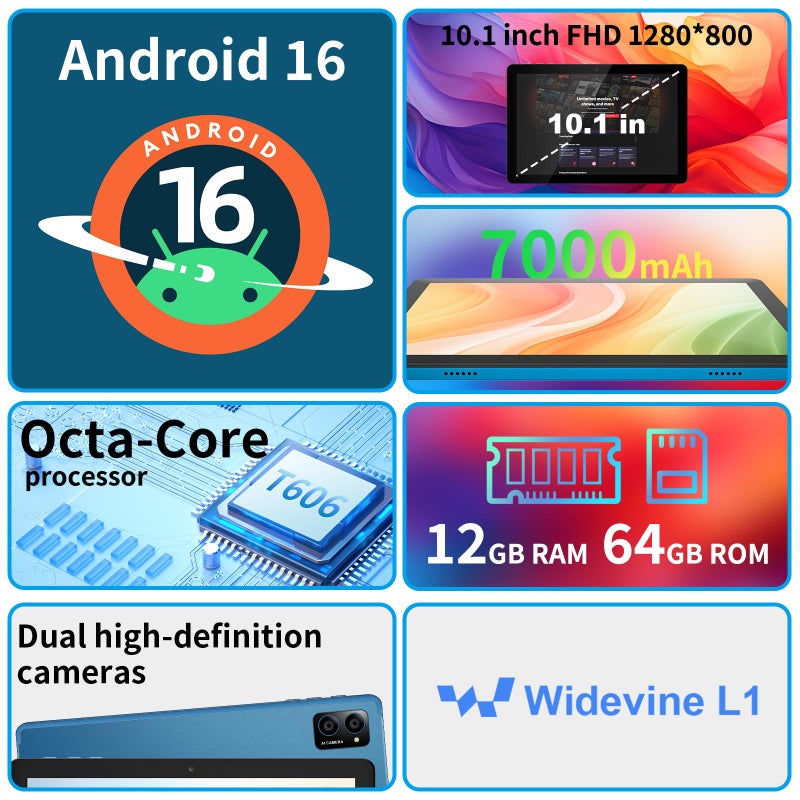 TabneraX 10 inch Android 16 Tablet: 12GB RAM 64GB, Octa-Core T606, 7000mAh with Stand Case, IPS HD Display, Wi-Fi 6, OTG, Metal Body â€“ Fast & Portable Tablet for Work & Entertainment, 2-Year Protection - Image 2