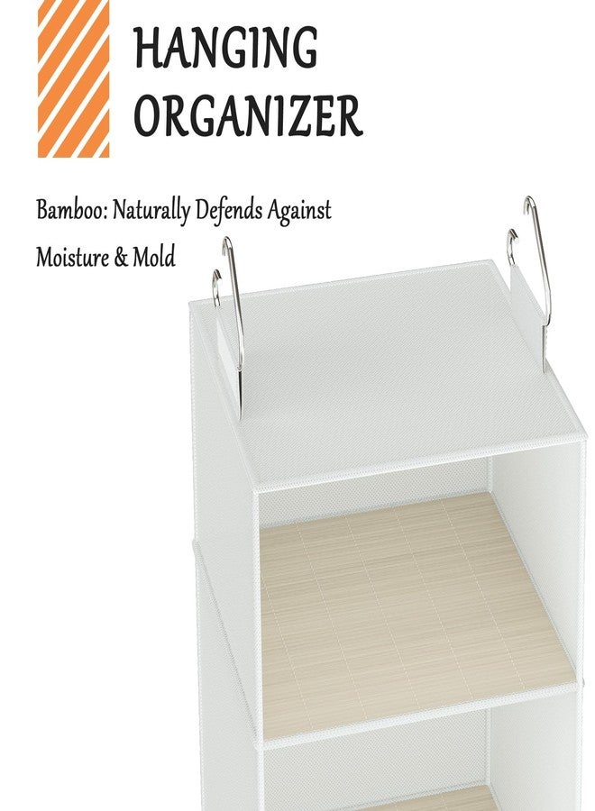 VERONLY Hanging Closet Organizer with Bamboo Shelves - Foldable Closet Storage for Baby Clothes, Towels, Scarves,Space Saving Shelves Organizer (White) - Image 5