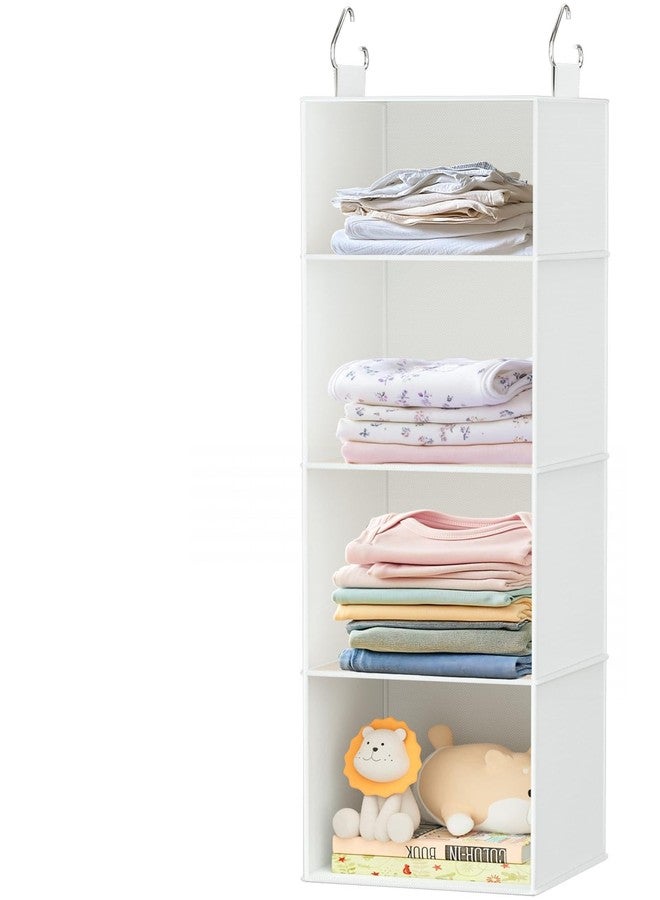 VERONLY Hanging Closet Organizer with Bamboo Shelves - Foldable Closet Storage for Baby Clothes, Towels, Scarves,Space Saving Shelves Organizer (White) - Image 1