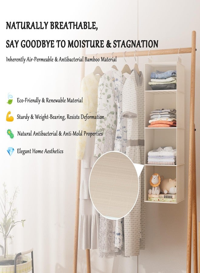 VERONLY Hanging Closet Organizer with Bamboo Shelves - Foldable Closet Storage for Baby Clothes, Towels, Scarves,Space Saving Shelves Organizer (White) - Image 3