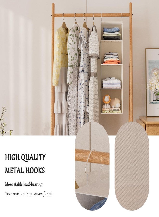 VERONLY Hanging Closet Organizer with Bamboo Shelves - Foldable Closet Storage for Baby Clothes, Towels, Scarves,Space Saving Shelves Organizer (White) - Image 4