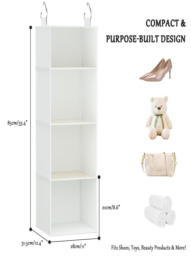 VERONLY Hanging Closet Organizer with Bamboo Shelves - Foldable Closet Storage for Baby Clothes, Towels, Scarves,Space Saving Shelves Organizer (White) - Image 2