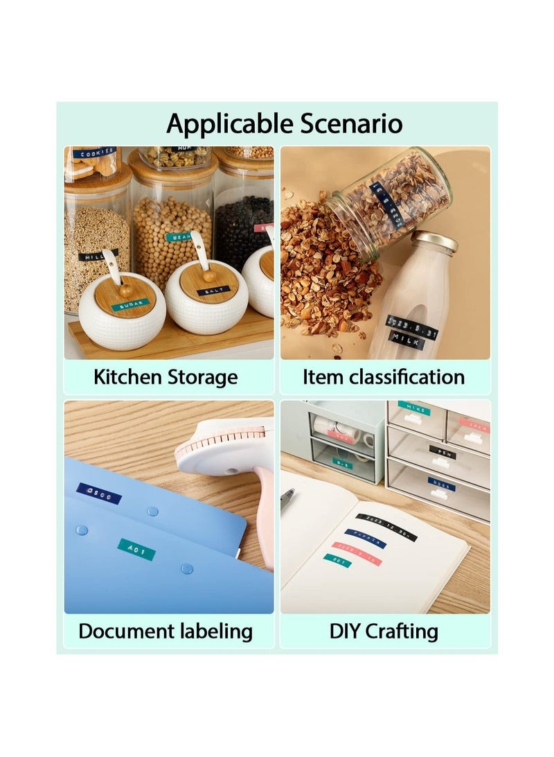 Captaintech Embossing Label Maker Machine, Portable Retro Embossed Label Maker Writer, Mini Embosser Label Maker with 6 Rolls Embossing Label Tapes for Home, Office DIY and Crafting Kitchen Storage(Green） - Image 2