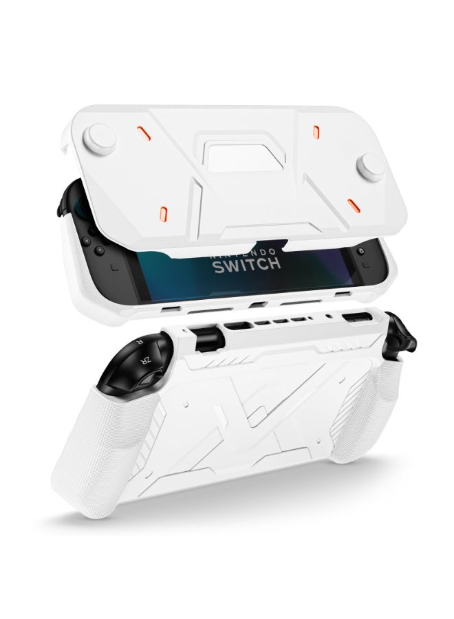 حافظة واقية لجهاز Nintendo Switch 2 ، غطاء أمامي صلب من البولي كربونات + غطاء خلفي ناعم مع مقبض مريح لجهاز Nintendo Switch 2 الجديد مقاس 7.9 بوصة  - أبيض - Image 1