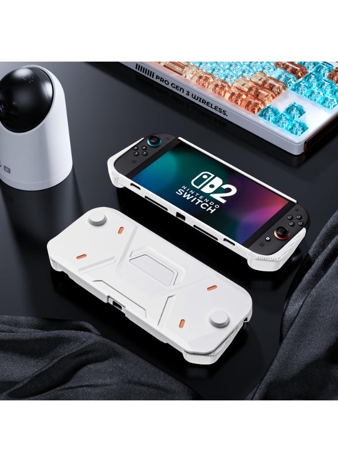 حافظة واقية لجهاز Nintendo Switch 2 ، غطاء أمامي صلب من البولي كربونات + غطاء خلفي ناعم مع مقبض مريح لجهاز Nintendo Switch 2 الجديد مقاس 7.9 بوصة  - أبيض - Image 3