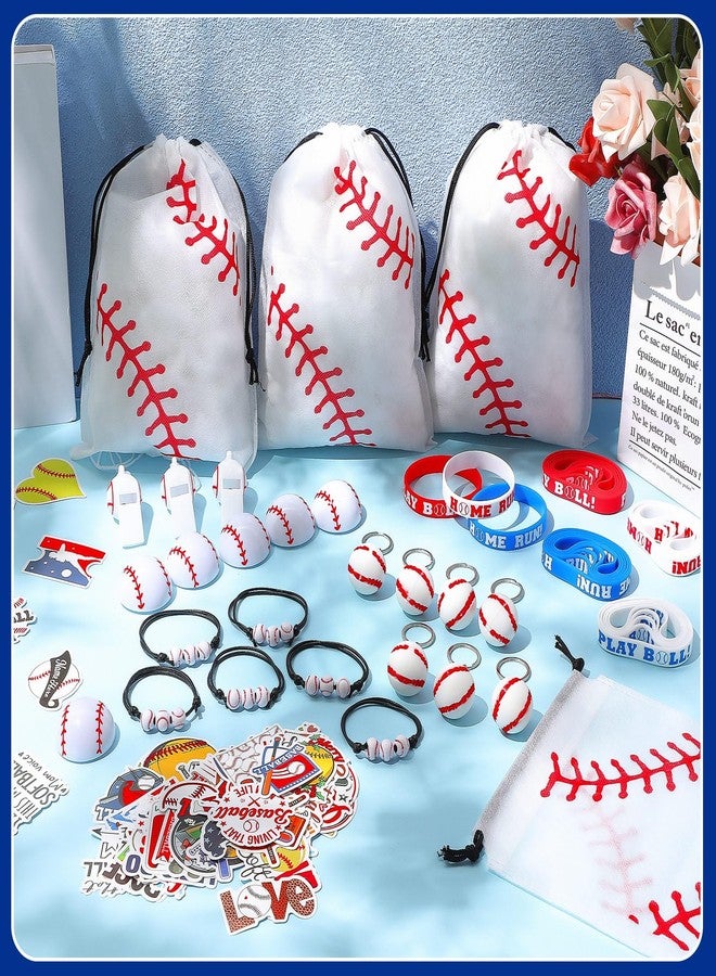 Aoriher 194 Pcs Baseball Party Favors Set - Silicone Bracelet, Car Keychain, Whistle for Girls & Boys Birthday Gifts - Sport Themed Party Supplies - Image 2