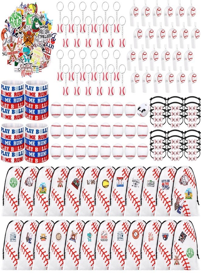 Aoriher 194 Pcs Baseball Party Favors Set - Silicone Bracelet, Car Keychain, Whistle for Girls & Boys Birthday Gifts - Sport Themed Party Supplies - Image 1