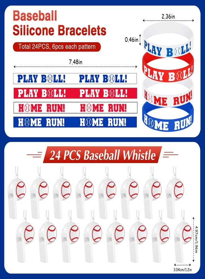 Aoriher 194 Pcs Baseball Party Favors Set - Silicone Bracelet, Car Keychain, Whistle for Girls & Boys Birthday Gifts - Sport Themed Party Supplies - Image 4