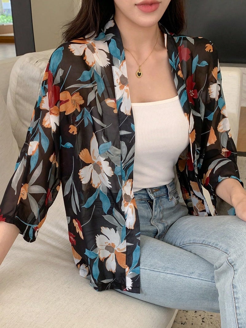 TOPLOT Women's Shrug | Stylish Layering Top | Floral Design Shrug | Easy Wear Structure | Trendy Look | Versatile Casual & Everyday Fashion| Available in Pack of 2 (5148_S_Black) - Image 2
