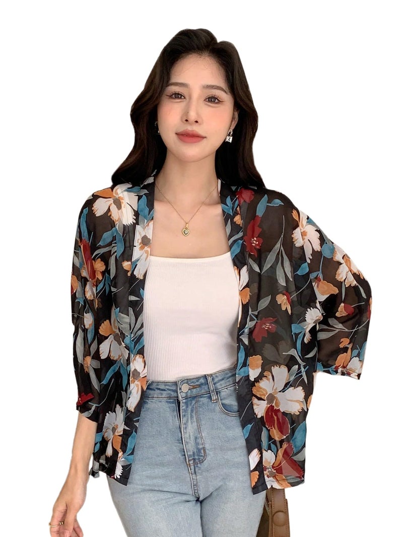 TOPLOT Women's Shrug | Stylish Layering Top | Floral Design Shrug | Easy Wear Structure | Trendy Look | Versatile Casual & Everyday Fashion| Available in Pack of 2 (5148_S_Black) - Image 5