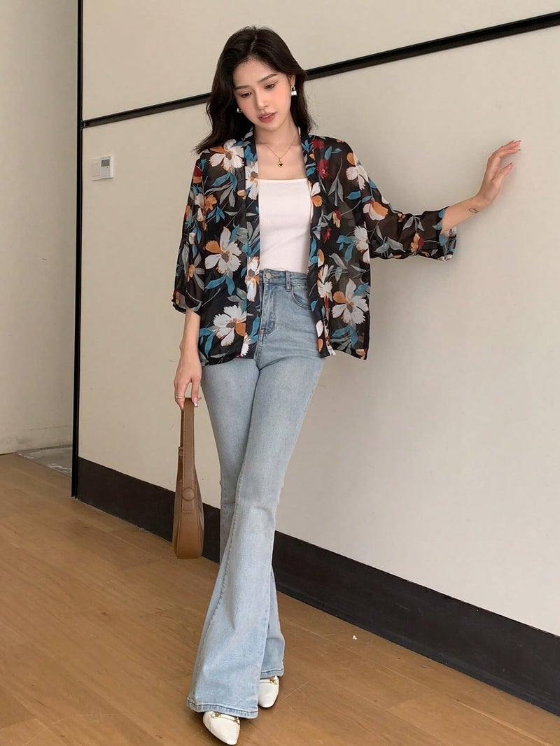 TOPLOT Women's Shrug | Stylish Layering Top | Floral Design Shrug | Easy Wear Structure | Trendy Look | Versatile Casual & Everyday Fashion| Available in Pack of 2 (5148_S_Black) - Image 3