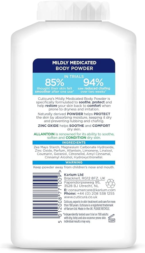 CUTICURA Mildly Medicated Body Powder 150g Many Uses Personal Hygiene Sweat Control Chafing Friction Prevention Itching Relief Pack of 2