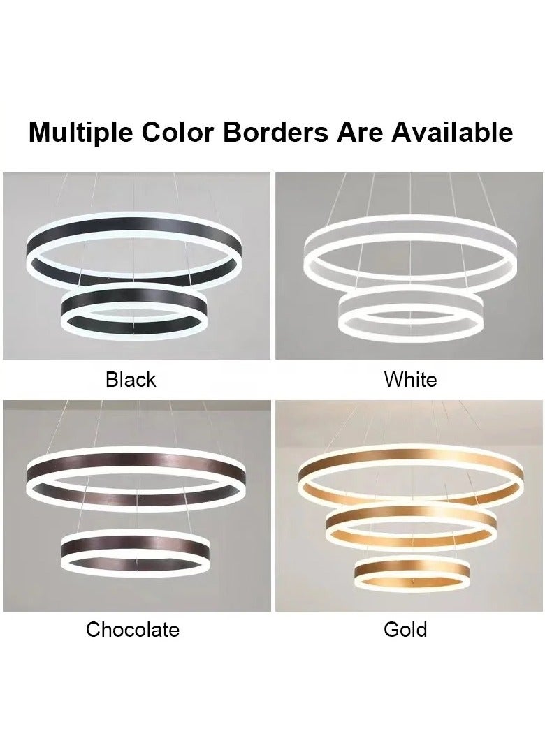 FAMI LIGHTS Modern 3 Rings LED Circle Pendant Chandeliers Dimmable with Remote Control 3 Color Hanging light Adjustable for Living room Bedroom Kitchen Dining Office (White, 60cm 40cm 20cm) - Image 5