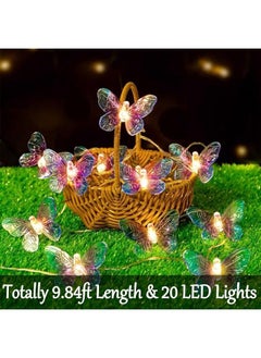 إيروريكس 20 مصباح LED على شكل فراشة بطول 9.84 قدم و3 أمتار، يعمل بالبطارية، أضواء خرافية على شكل فراشة أرجوانية للمنزل وغرفة النوم والحديقة والأماكن الداخلية والخارجية وحفلات الزفاف والعطلات والصيف  - Image 3