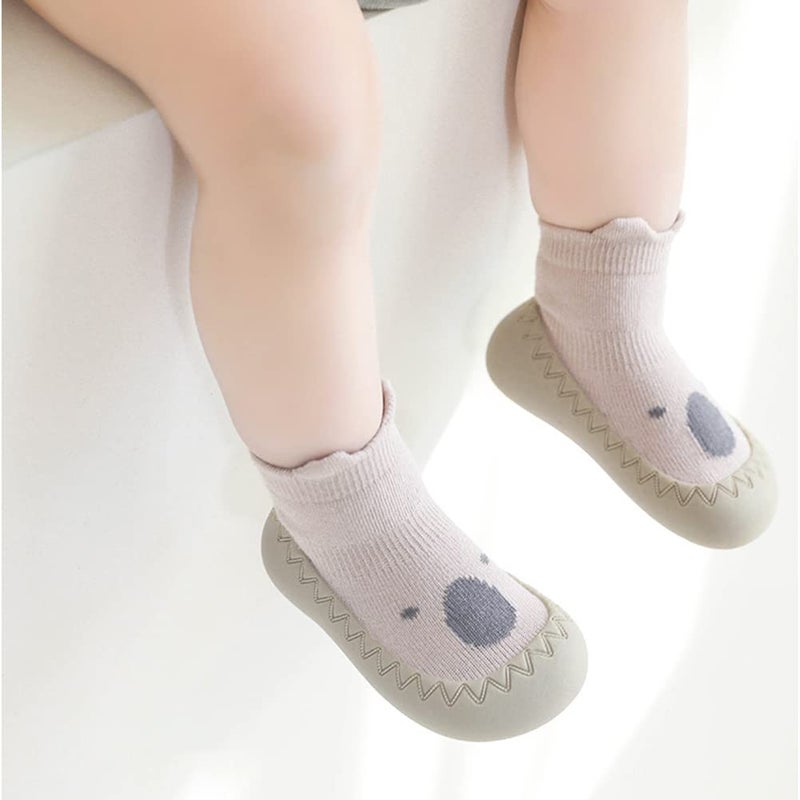 Exemaba Exemaba Toddler Sock Shoes Cute Baby Slippers First Walking Shoes Baby Shoe Soft Sole with Grips for Boys Girls, Khaki, 12-18 Months - Image 2
