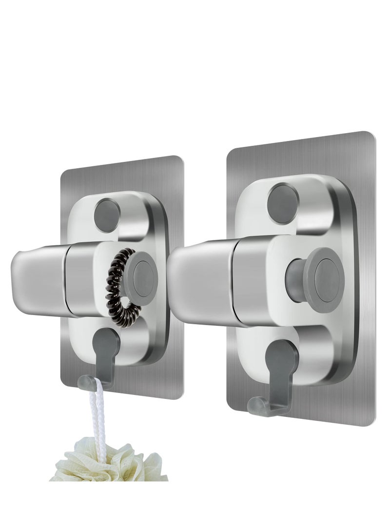 Excefore Shower Head Holder, 2 Pack Strong Adhesive Waterproof Handheld Shower Holder, Adjustable Shower Head Holder, Silver - Image 1