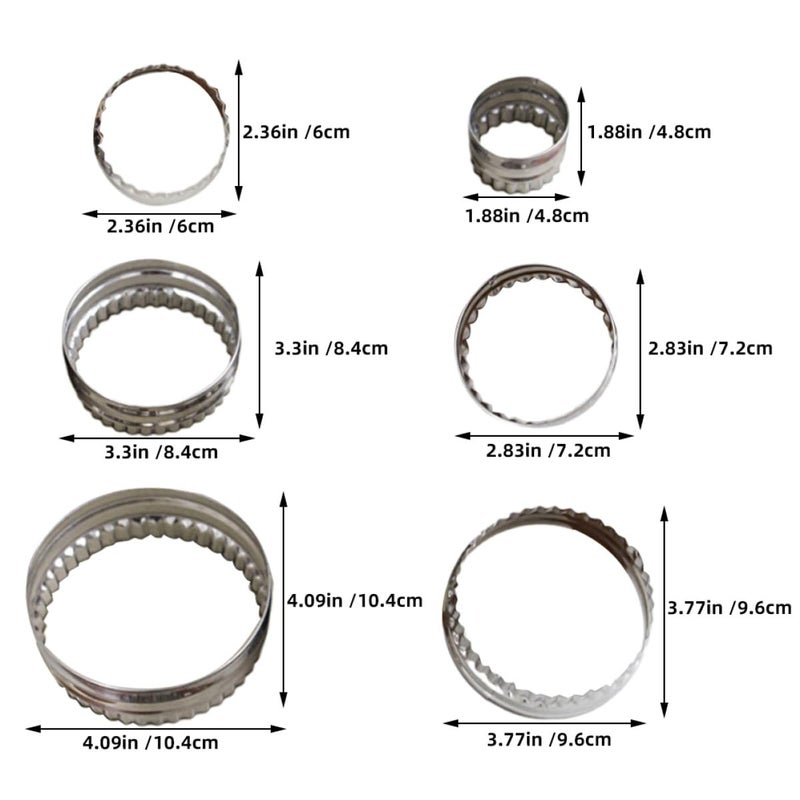 6 Piece Stainless Steel Round Cookie Cutter Set With Fluted And Smooth Edges For Baking - Image 3